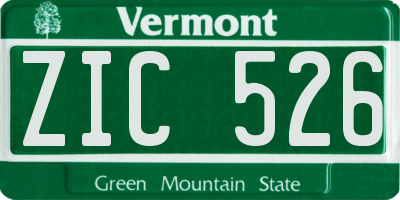 VT license plate ZIC526