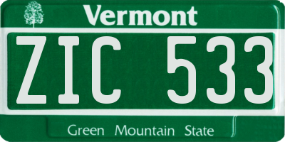 VT license plate ZIC533