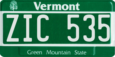 VT license plate ZIC535