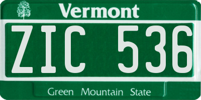 VT license plate ZIC536