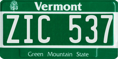 VT license plate ZIC537