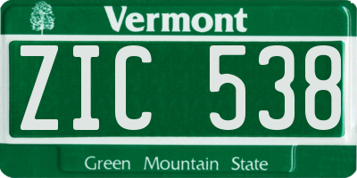 VT license plate ZIC538