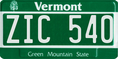 VT license plate ZIC540