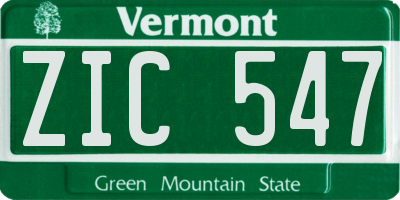 VT license plate ZIC547