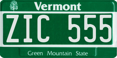 VT license plate ZIC555