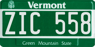 VT license plate ZIC558