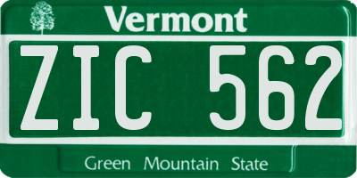 VT license plate ZIC562