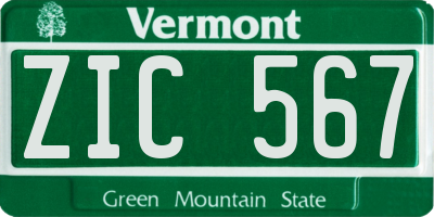VT license plate ZIC567