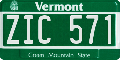 VT license plate ZIC571