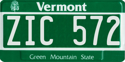 VT license plate ZIC572