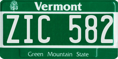VT license plate ZIC582