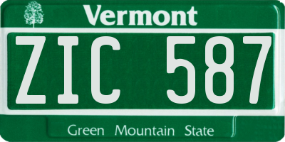 VT license plate ZIC587