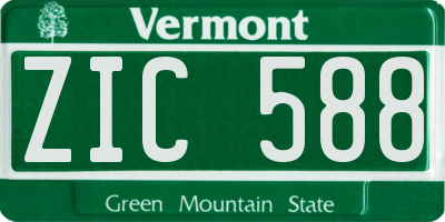 VT license plate ZIC588