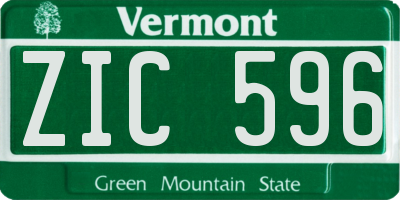VT license plate ZIC596