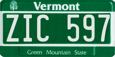 VT license plate ZIC597