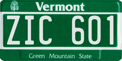 VT license plate ZIC601