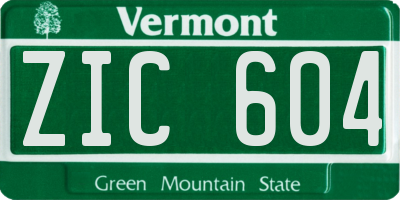VT license plate ZIC604