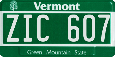 VT license plate ZIC607