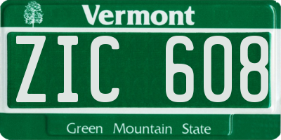 VT license plate ZIC608