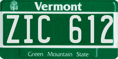 VT license plate ZIC612