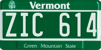 VT license plate ZIC614