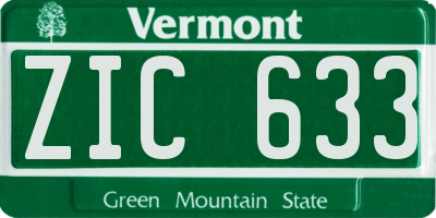 VT license plate ZIC633