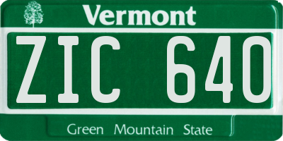 VT license plate ZIC640