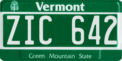 VT license plate ZIC642