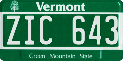VT license plate ZIC643