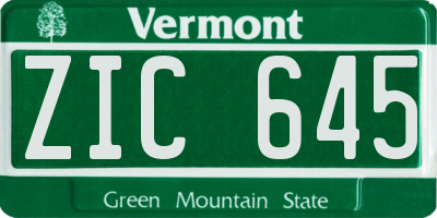 VT license plate ZIC645