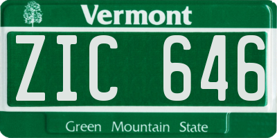 VT license plate ZIC646