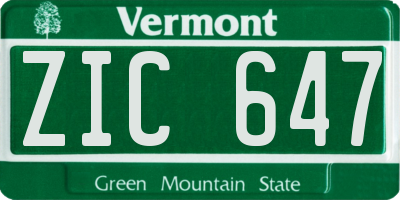 VT license plate ZIC647