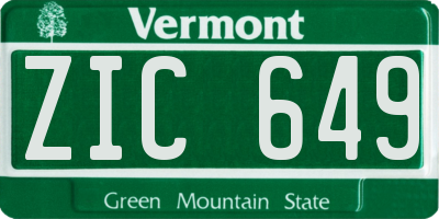 VT license plate ZIC649