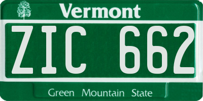 VT license plate ZIC662