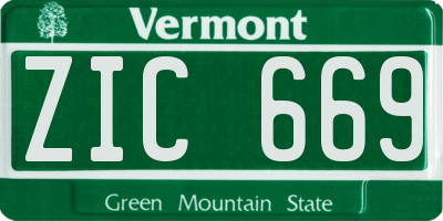 VT license plate ZIC669
