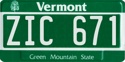 VT license plate ZIC671