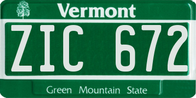 VT license plate ZIC672