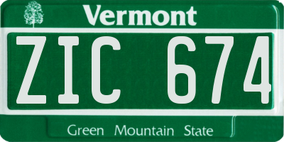 VT license plate ZIC674