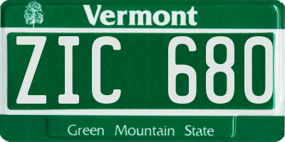 VT license plate ZIC680