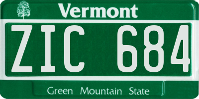 VT license plate ZIC684