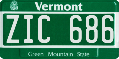 VT license plate ZIC686