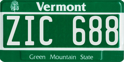VT license plate ZIC688