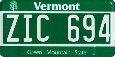 VT license plate ZIC694