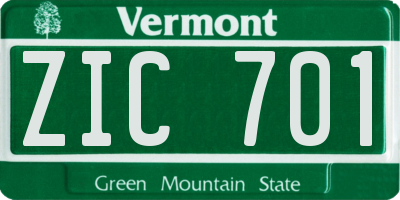 VT license plate ZIC701