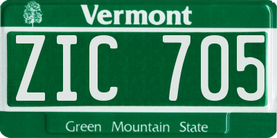 VT license plate ZIC705