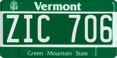 VT license plate ZIC706