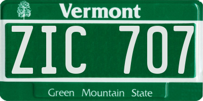 VT license plate ZIC707