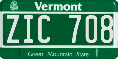 VT license plate ZIC708
