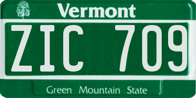 VT license plate ZIC709