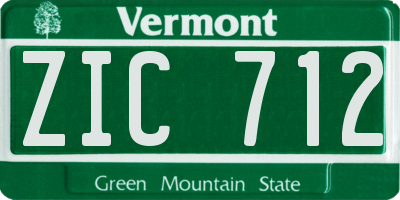 VT license plate ZIC712
